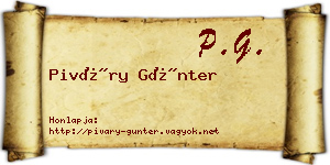 Piváry Günter névjegykártya